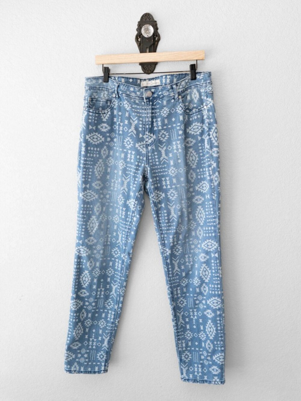 Est 1946 Denim Aztec Print Jeans Womens 14 High Rise Stretch Southwestern Blue